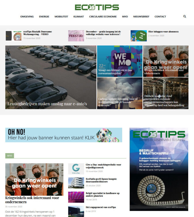 EcoTips vernieuwt zijn website en geeft gratis toegang in december