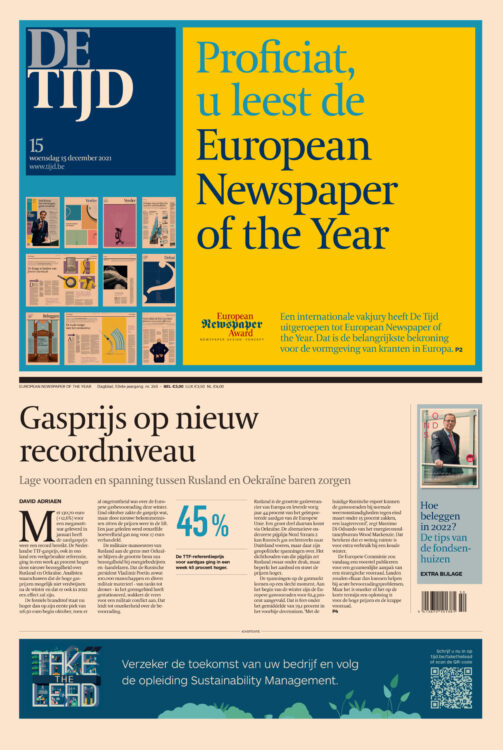 De Tijd bekroond tot European Newspaper of the Year